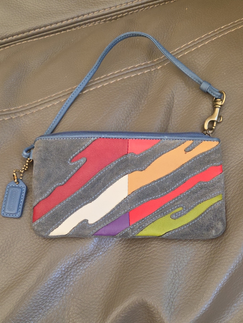 Coach Vintage ShoHo Brushstroke Multicolor Suede Wristlet